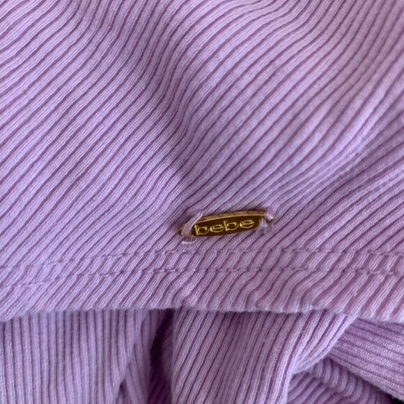 VTG 90s 2000 BEBE Lavender Ribbed Basic Short Sleeve Henley Top Button Purple S - Picture 10 of 12